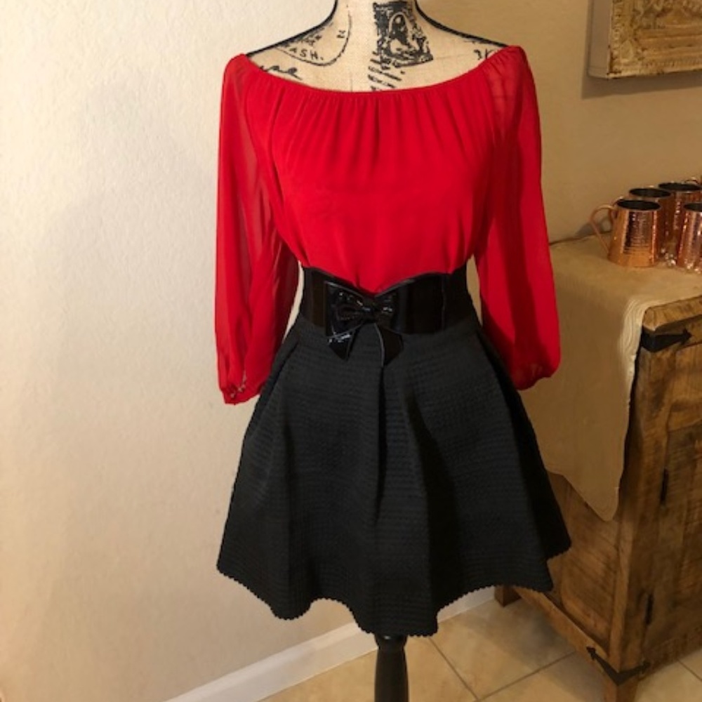 Bundle Red Alex Marie Peasant Blouse + Love Tree